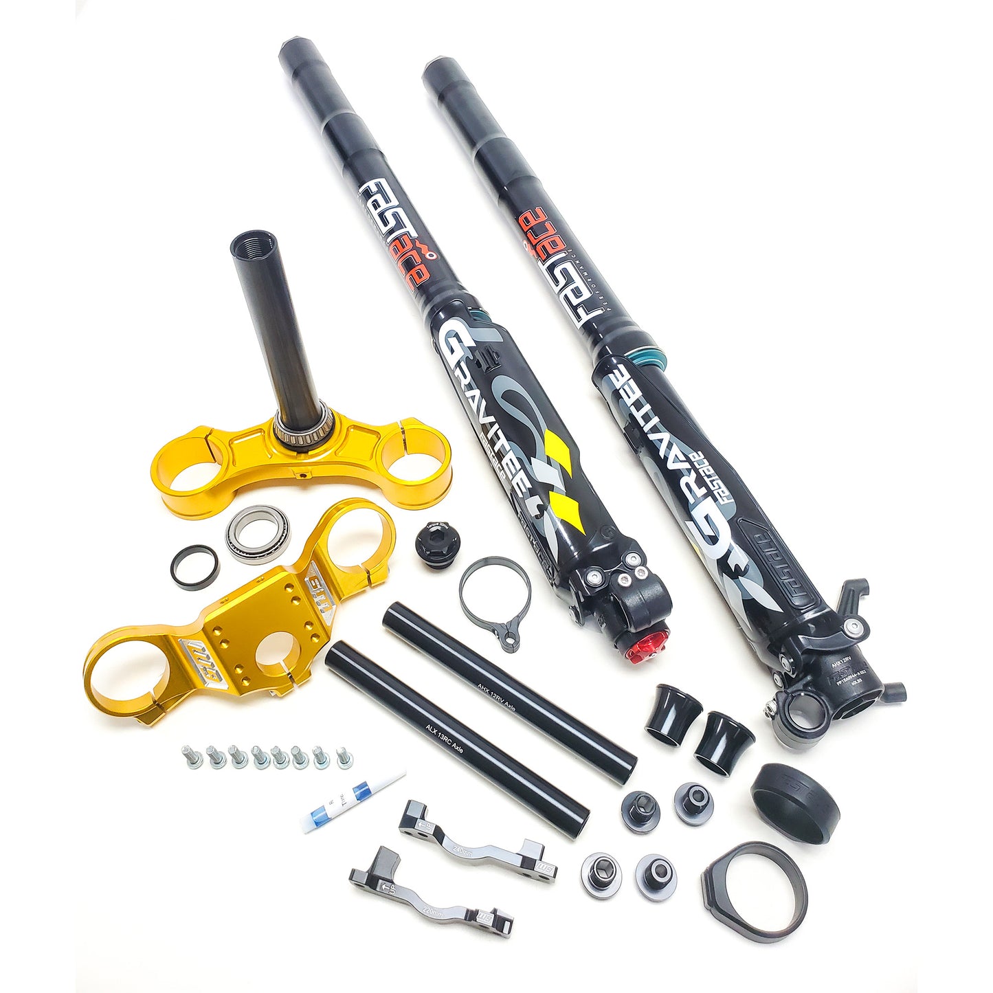 Kit Complet Fourche FastAce Gravitee Préparée Warp 9 & Tés Drop Crown / E-Moto