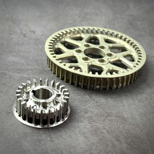 EBG CNC Primary Drive Kit – Steel/Aluminum Pulleys & Carbon Belt / SUR-RON Light Bee & Other Electric Off-Road Motorcycles